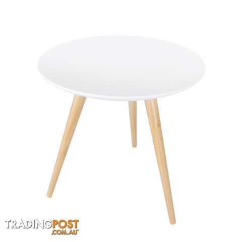 Round Bedside Coffee Table w/ Rubber Wood Legs