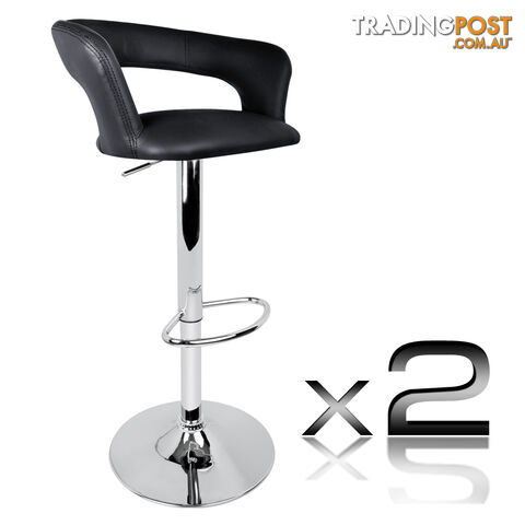 2 x PU Leather Backrest Kitchen Bar Stool Cafe Pub Office Barstools Chair Black