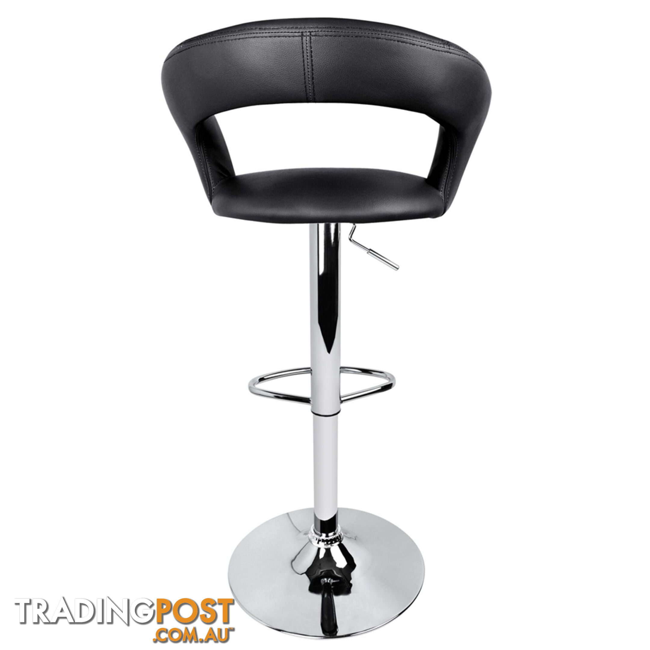 2 x PU Leather Backrest Kitchen Bar Stool Cafe Pub Office Barstools Chair Black