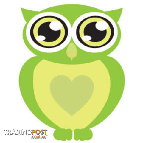 10 X Green owl with big eyes Wall Sticker - Totally Movable
