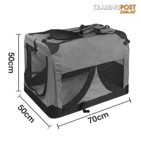 Large Portable Pet Soft Cage Puppy Dog Cat Crate Carrier Folding Kennel Grey - photo 3 of 4