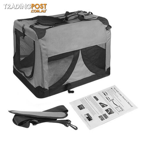 Large Portable Pet Soft Cage Puppy Dog Cat Crate Carrier Folding Kennel Grey - photo 4 of 4