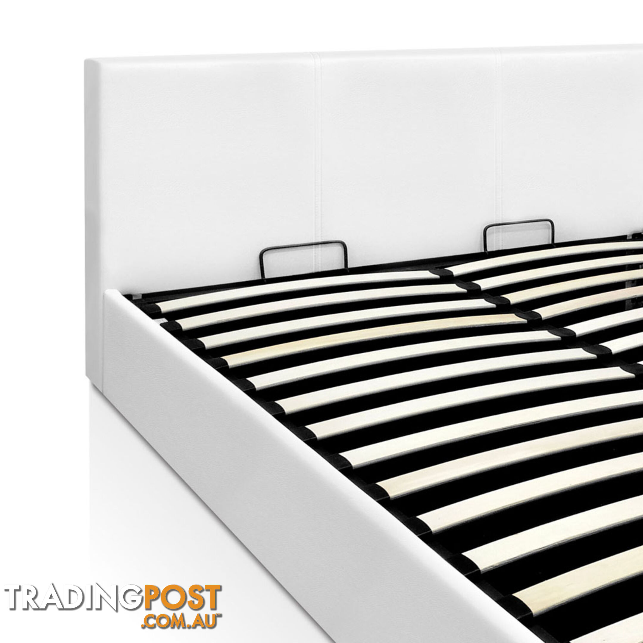 Deluxe Gas Lift PU Leather Bed Frame With Storage Queen White