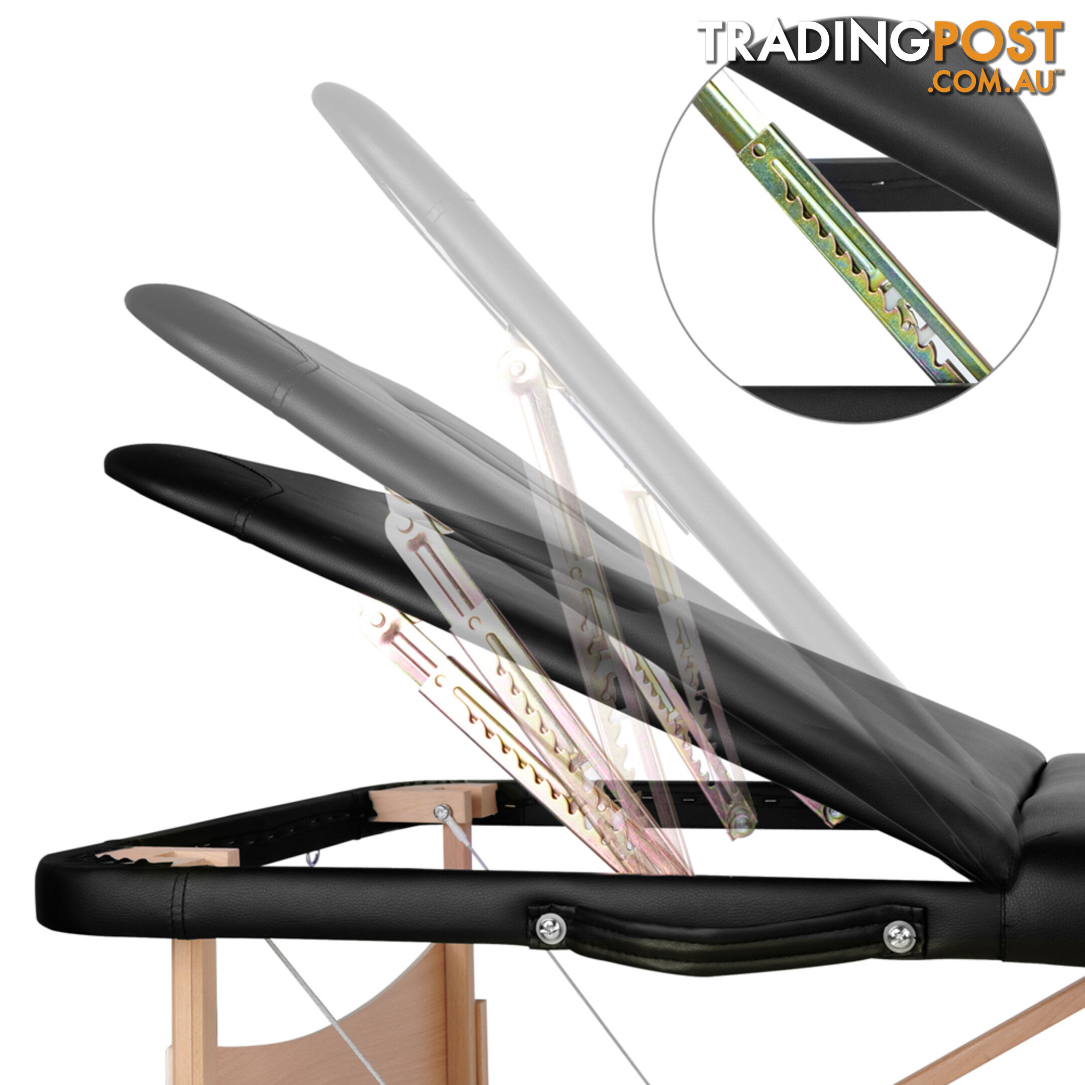 Portable Wooden Massage Table 3 Fold Beauty Chair Bed Waxing Black 70 cm