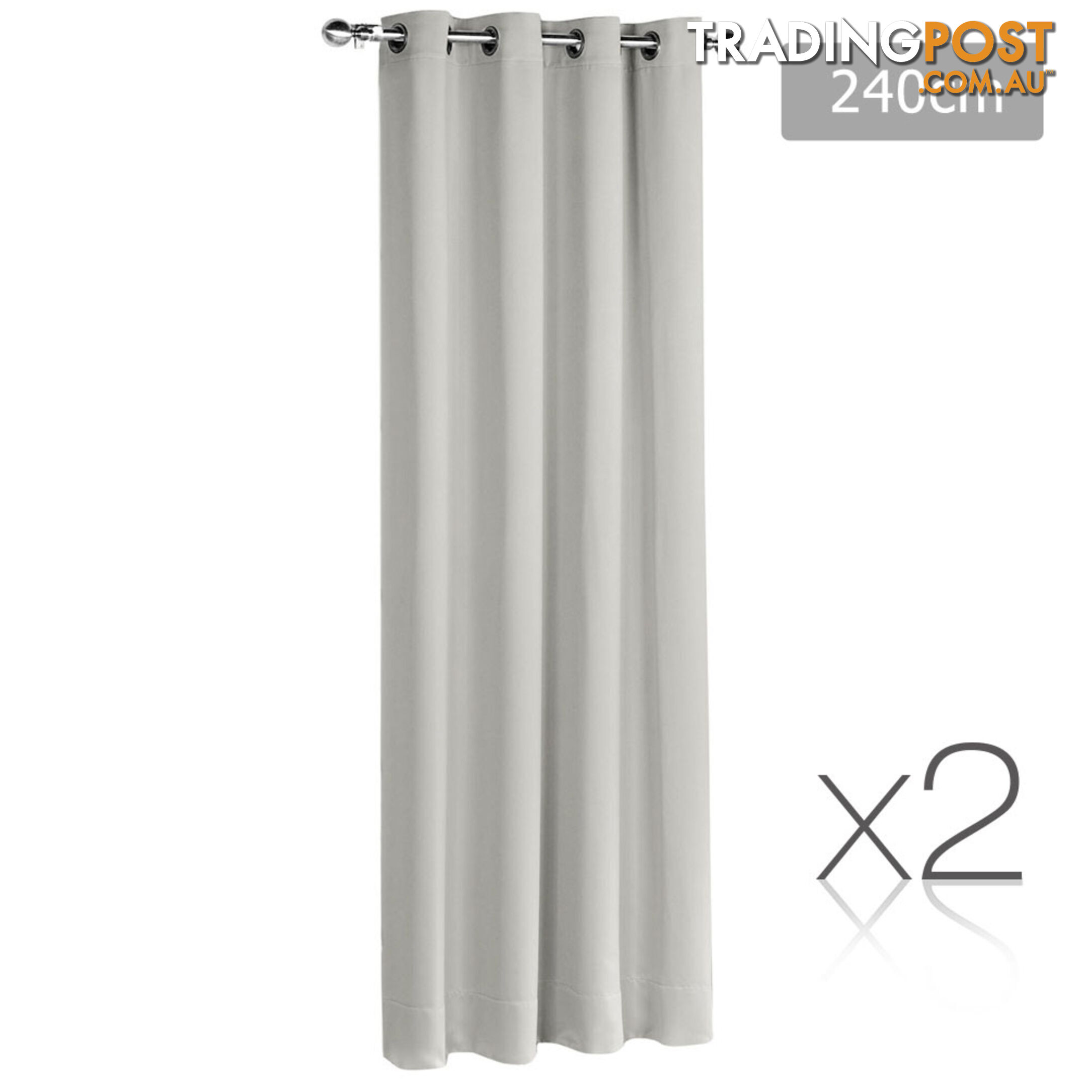 2 x Luxury Eyelet Blockout Curtain Room Darkening 250GSM 3 Layer 240x230cm Ecru