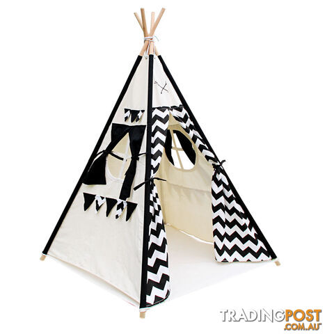 4 Poles Teepee Tent w/ Storage Bag Black