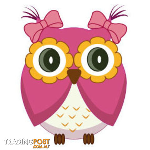 10 X Cute pink owl Wall Sticker - Totally Movable