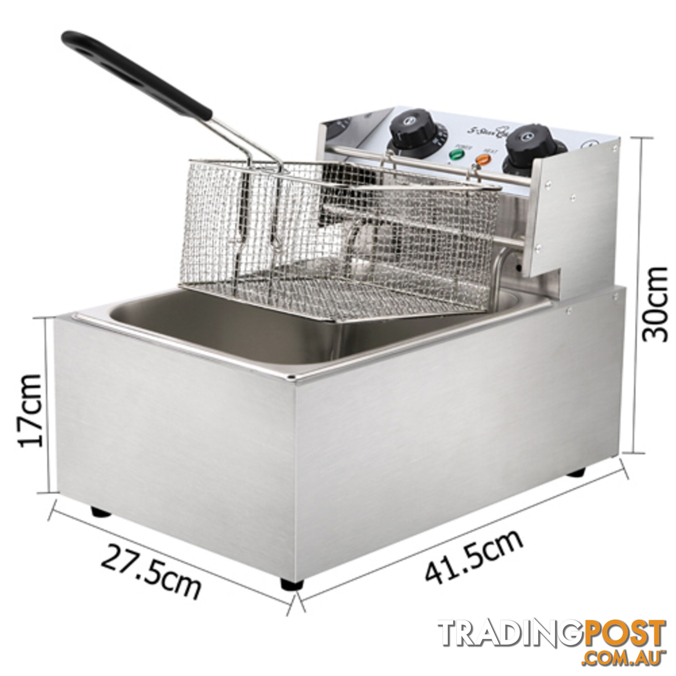 Commercial Deep Fryer 10L Single Basket Electric Fryer Chip Cooker Quick Heat