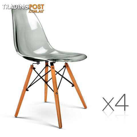4xEames Eiffel Replica Dining Chairs Retro Kitchen Bar Cafe Chair Transparent GY