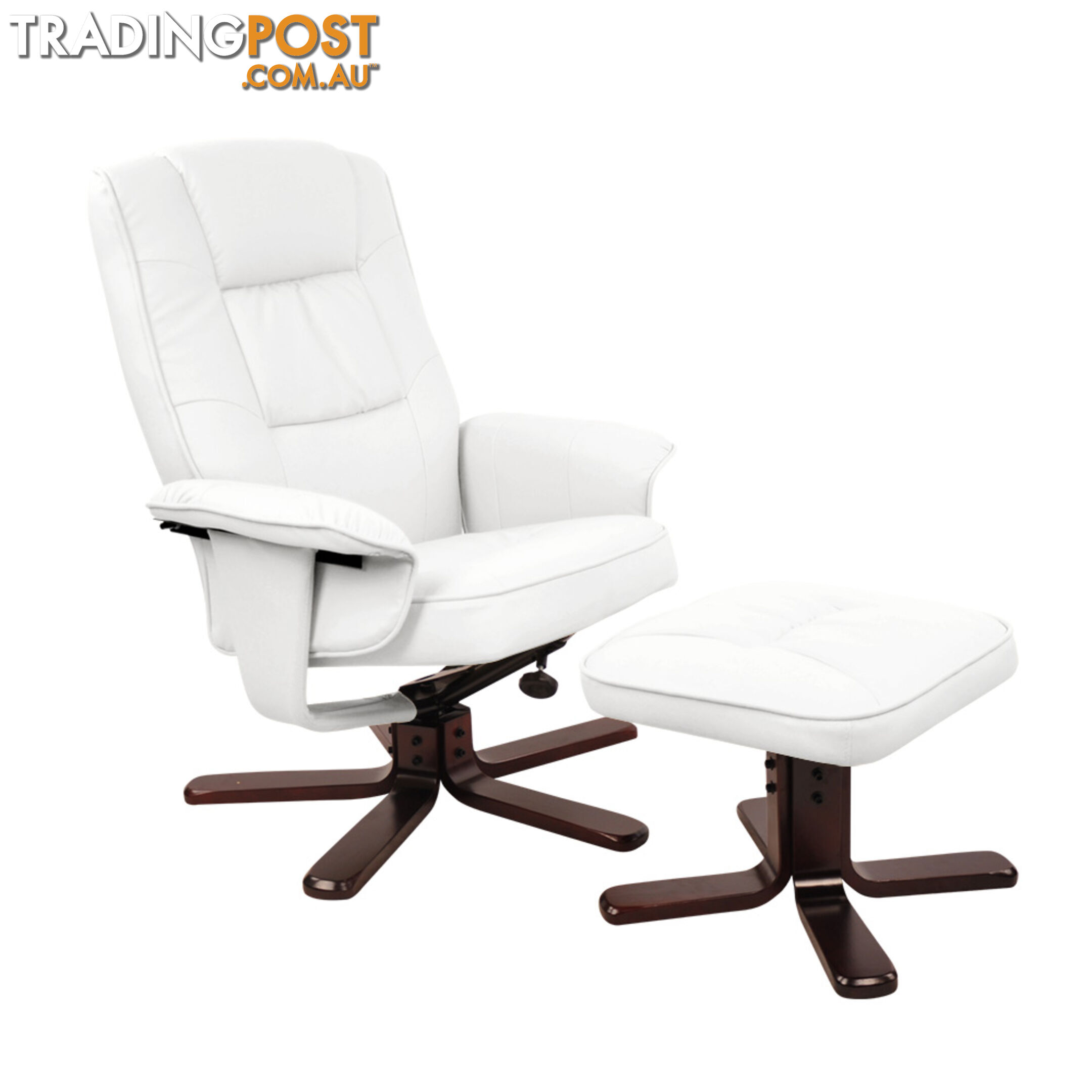 PU Leather Recliner Ottoman Chair Office Lounge Couch Armchair White