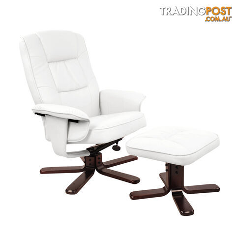 PU Leather Recliner Ottoman Chair Office Lounge Couch Armchair White