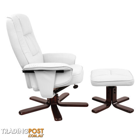 PU Leather Recliner Ottoman Chair Office Lounge Couch Armchair White