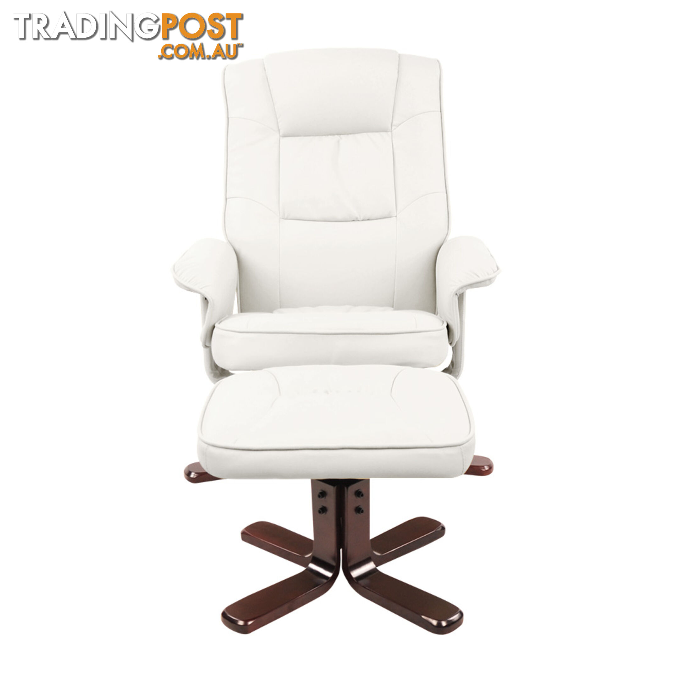 PU Leather Recliner Ottoman Chair Office Lounge Couch Armchair White