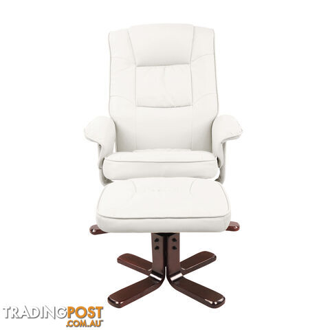 PU Leather Recliner Ottoman Chair Office Lounge Couch Armchair White