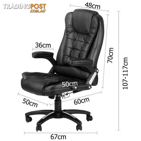 8 Point Massage Executive PU Leather Office Computer Chair Wireless Remote Black