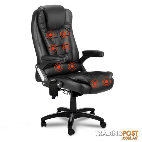 8 Point Massage Executive PU Leather Office Computer Chair Wireless Remote Black