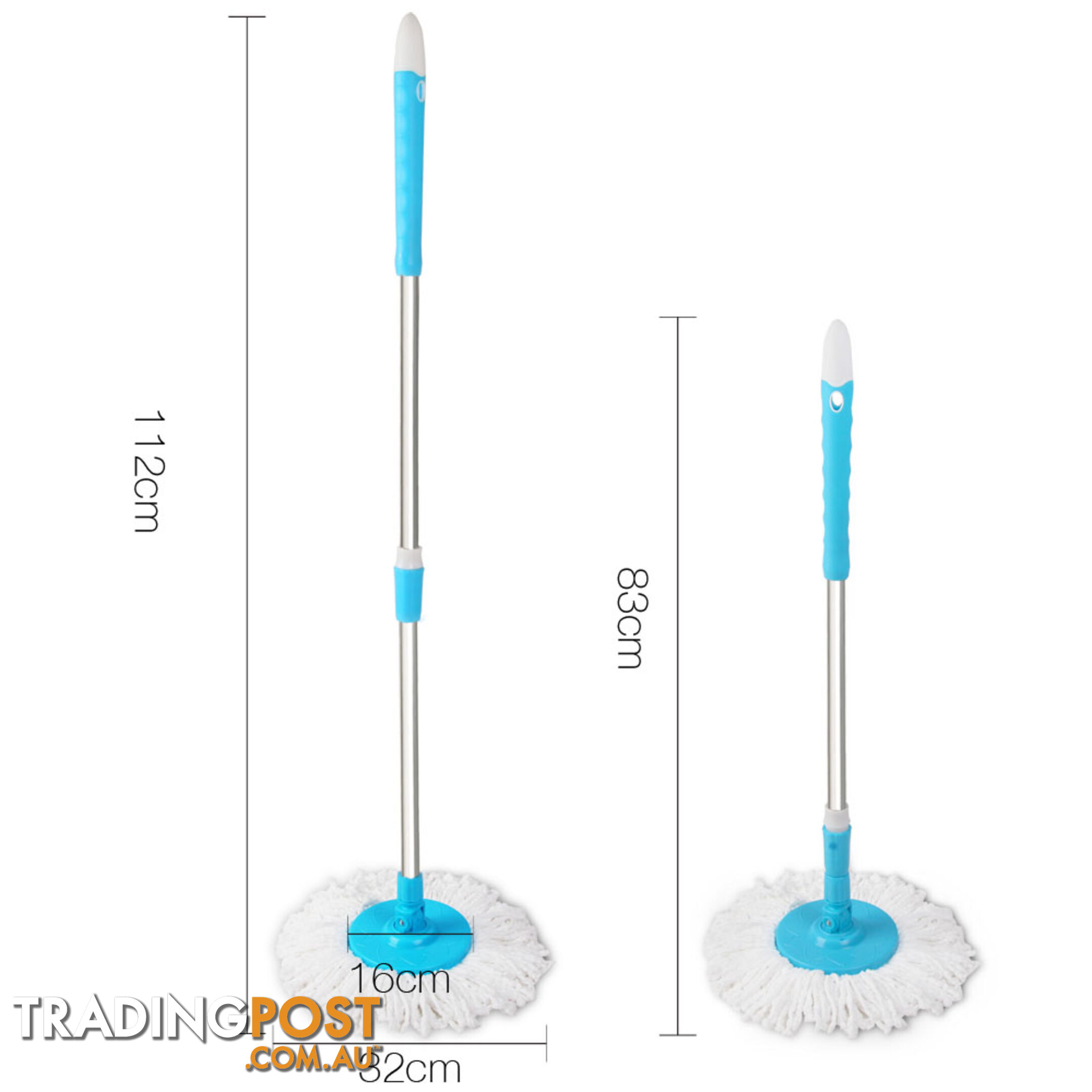 360 Degree Rotate Microfibre Spinning Mop 6L Spin Dry Bucket 2 Free Mop Heads BU