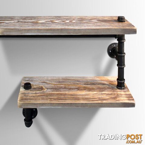 Rustic Industrial DIY Floating Pipe Shelf 3 Level