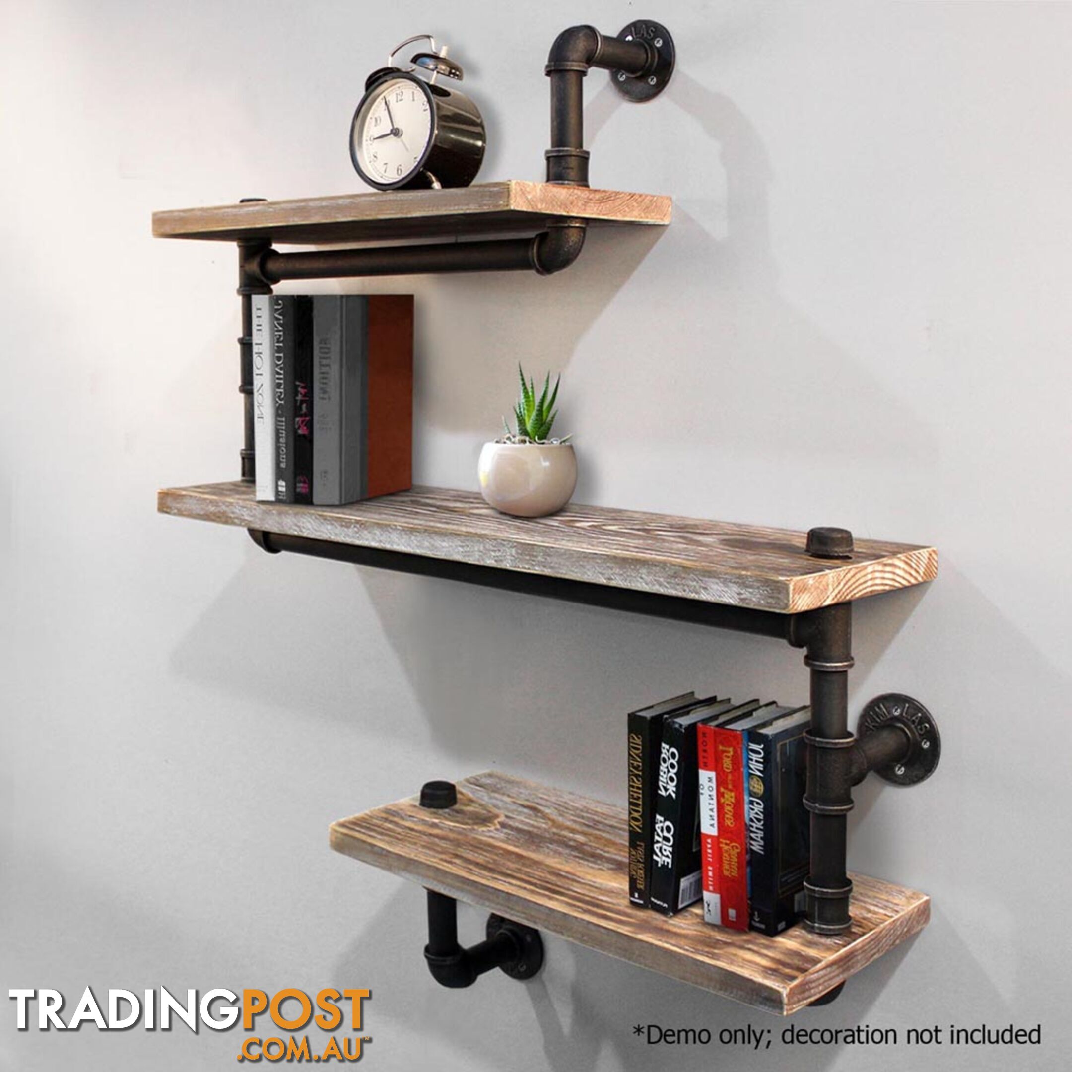 Rustic Industrial DIY Floating Pipe Shelf 3 Level