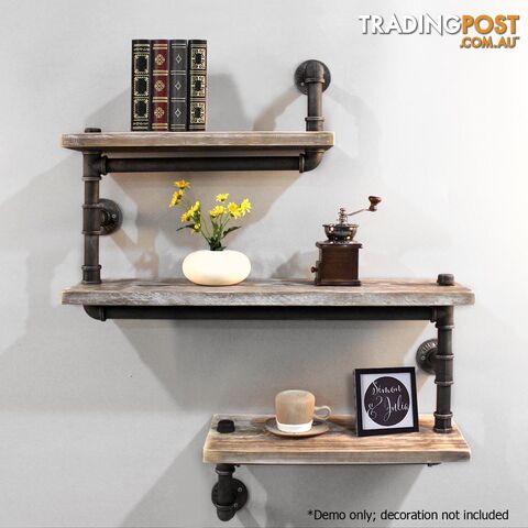 Rustic Industrial DIY Floating Pipe Shelf 3 Level