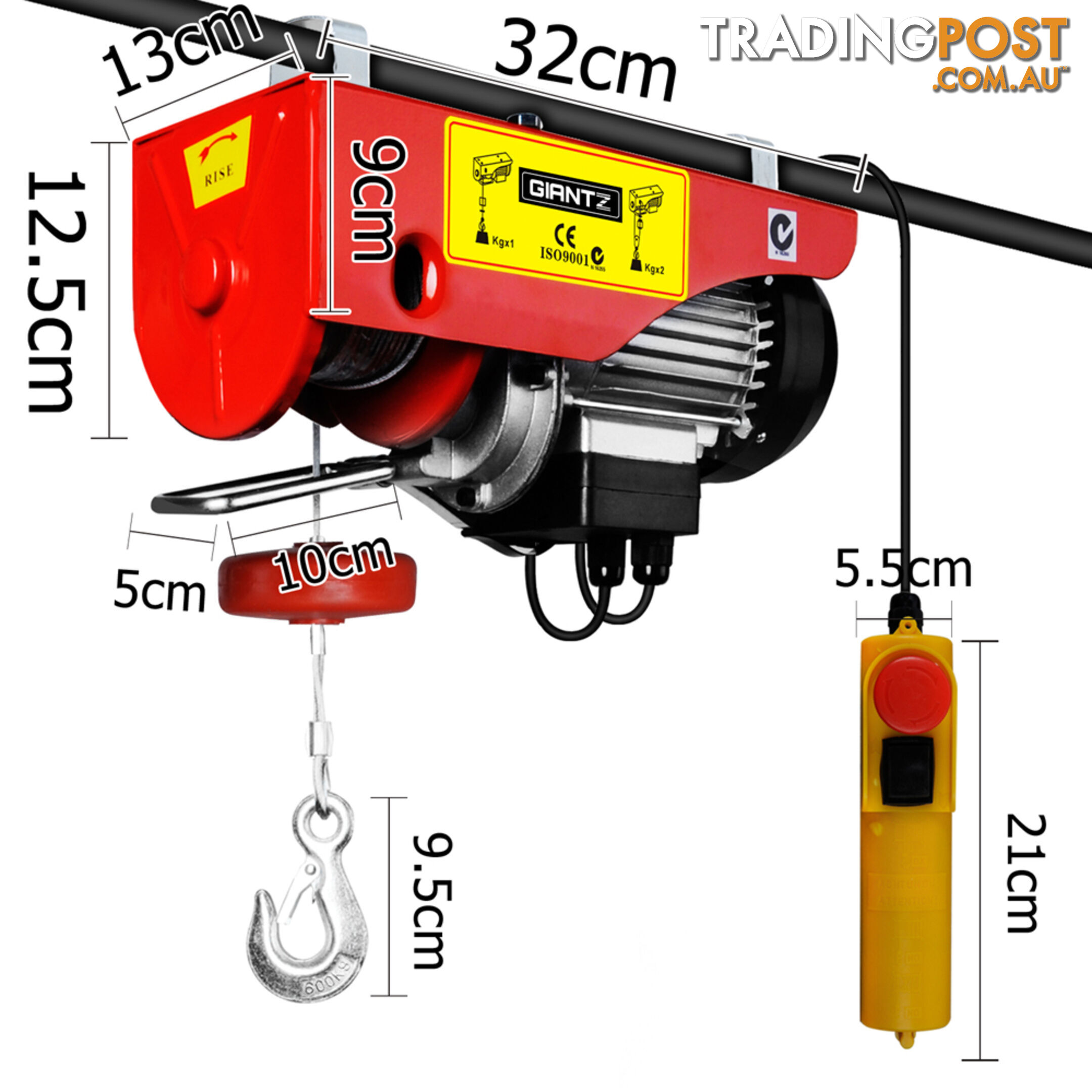 1200 W Electric Hoist Winch 300/600kg Professional Lift Power Tool 15m Rope