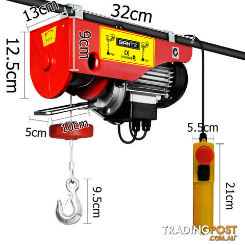 1200 W Electric Hoist Winch 300/600kg Professional Lift Power Tool 15m Rope