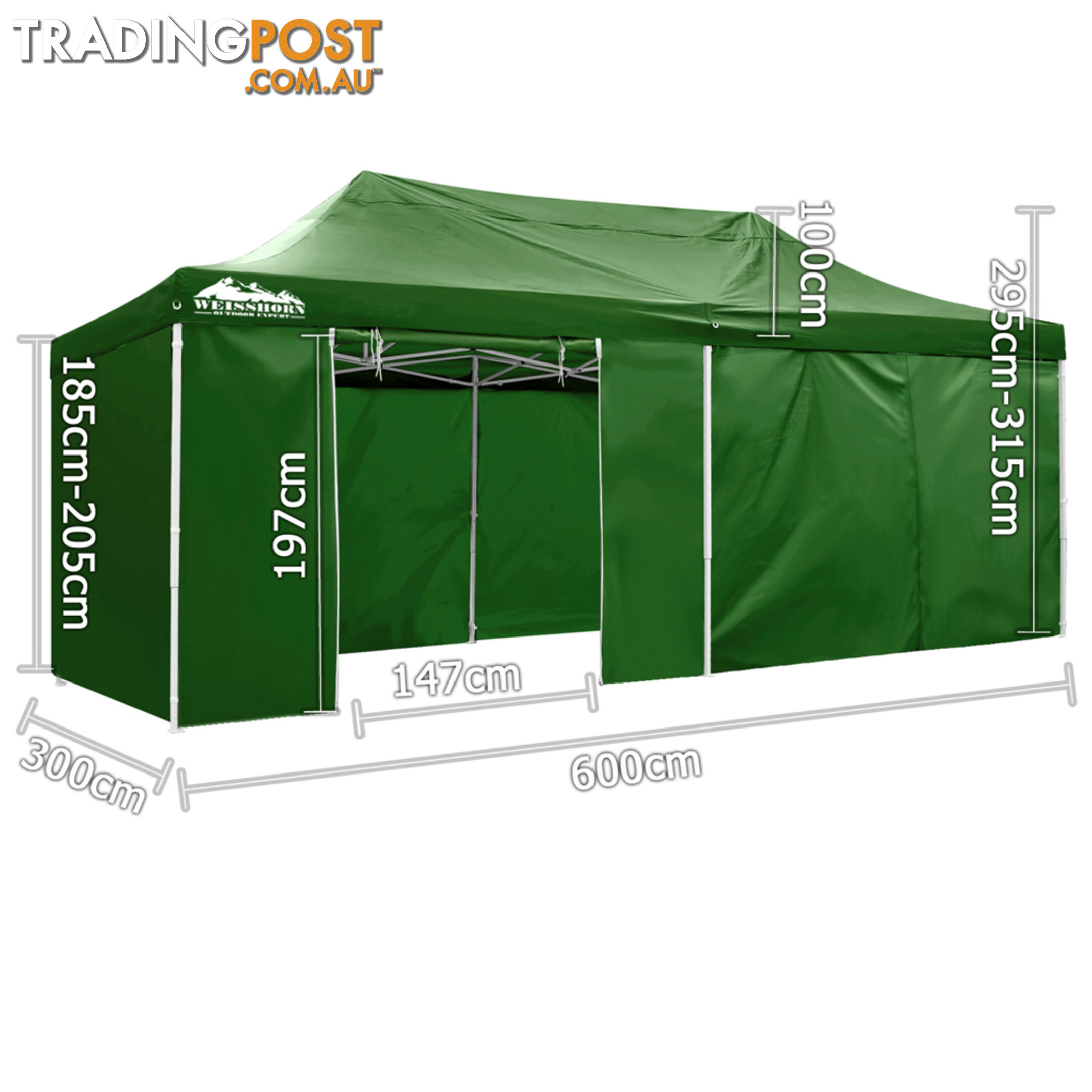 3m x 6m Folding Outdoor Gazebo Marquee Green