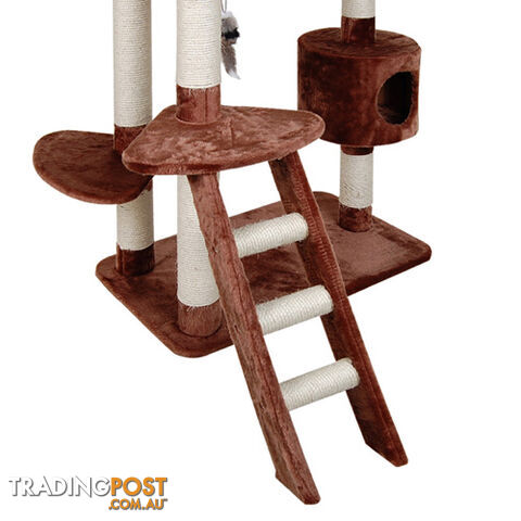158cm Cat Scratching Poles Tree Multi Level Scratcher Post Gym House Toy Brown