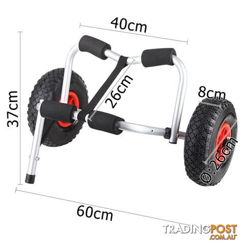 Aluminium Kayak Trolley Canoe Carrier Ski Collapsible Wheel Cart Boat 100kg