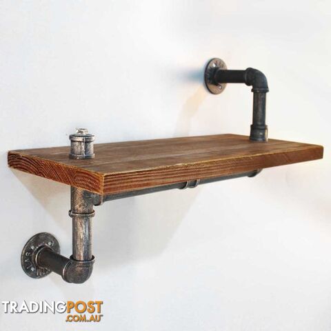 Rustic Industrial DIY Floating Pipe Shelf Towel Bar