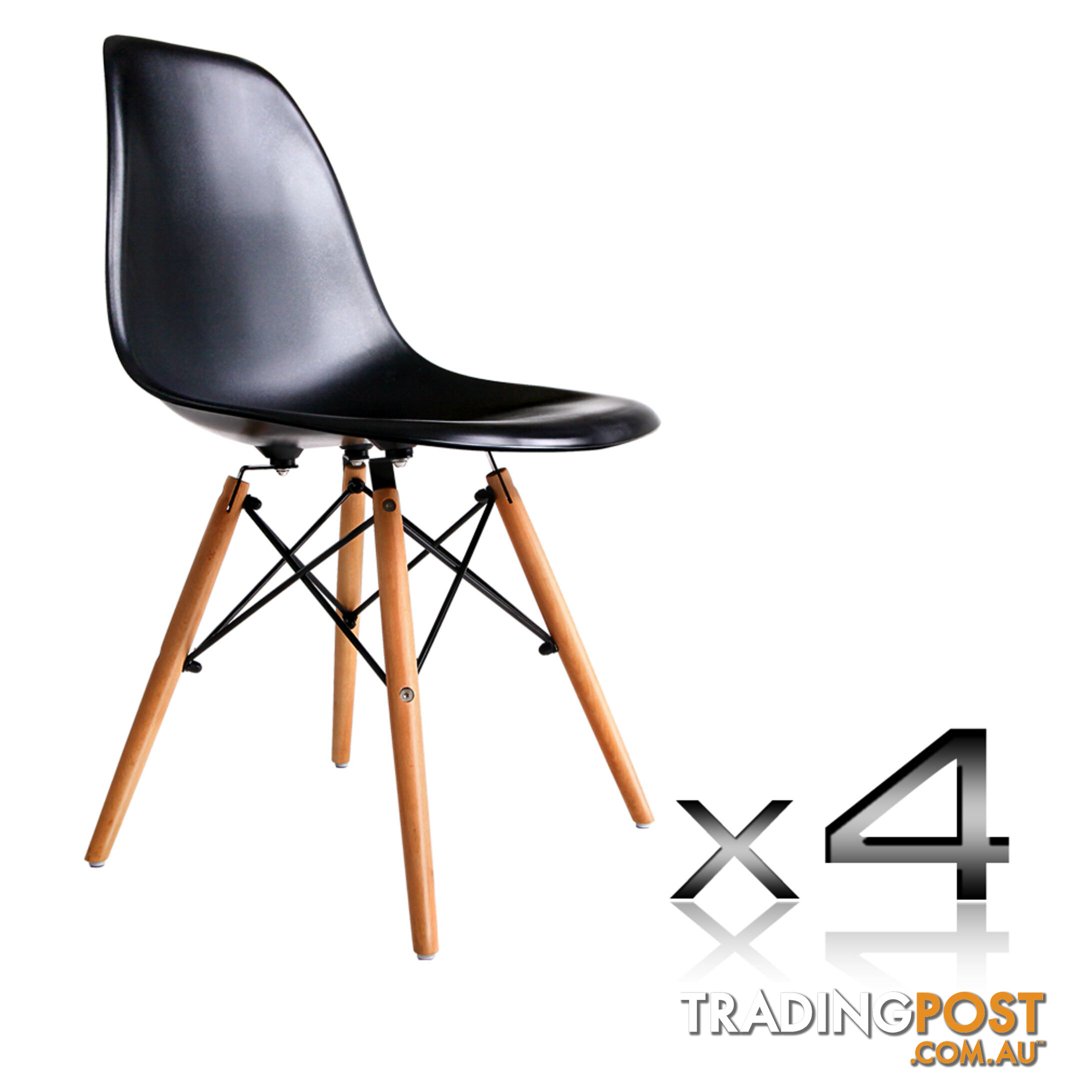 Set of 4 Dining Chair Black