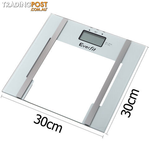 Glass Electronic Digital Body Fat Hydration Bathroom Scale Gym Weight White