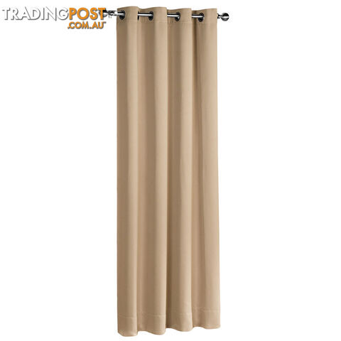 Luxury Blockout Eyelet Curtain 3 Layers Pure Fabric Room Darkening Latte 240cm
