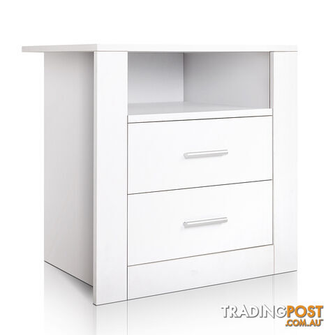2 Drawers Bedside Table Anti-Scratch Night Stand Cabinet Unit Storage White