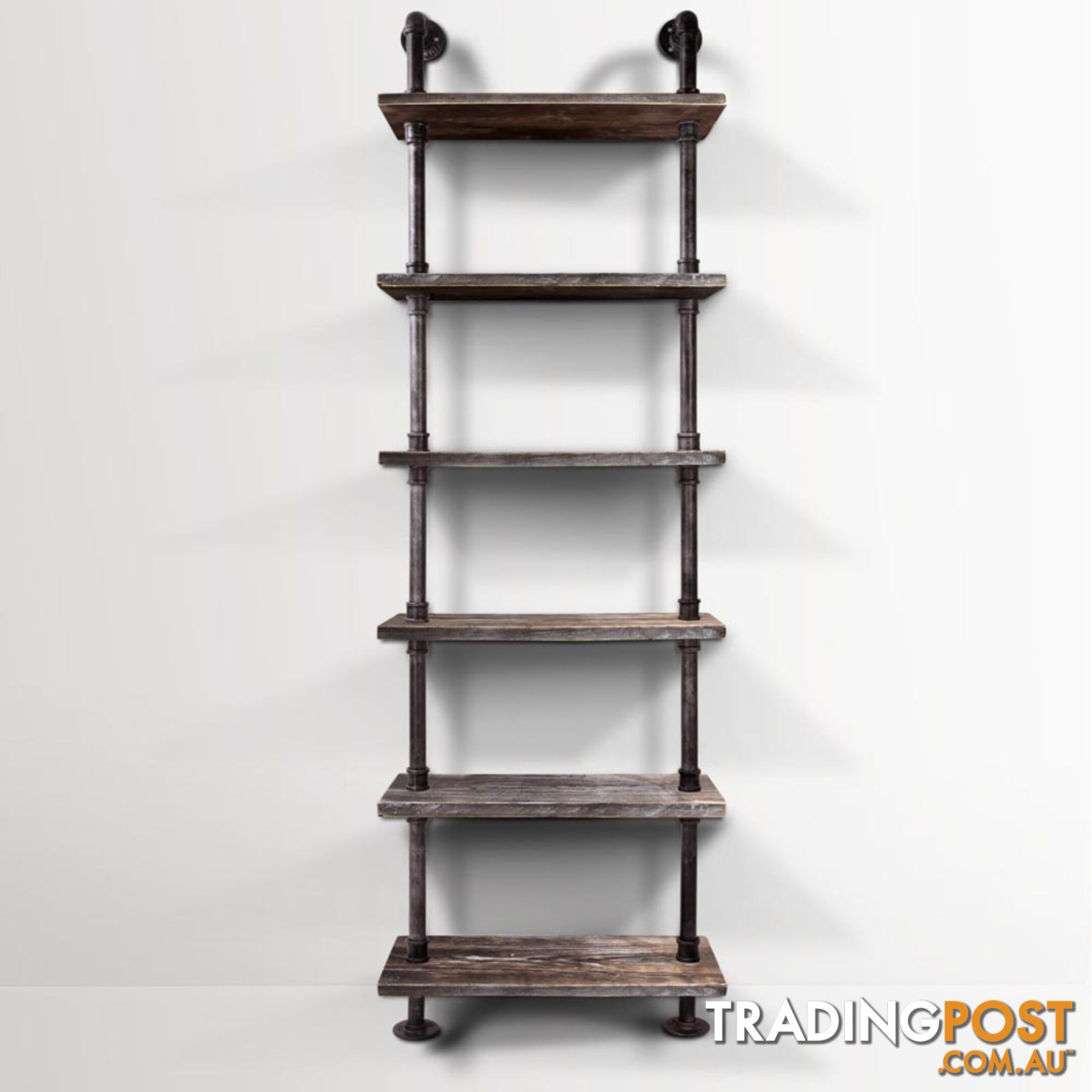 6 Level DIY Rustic Industrial Pipe Shelf Tier Wooden Bookshelf Home Cafe Deco