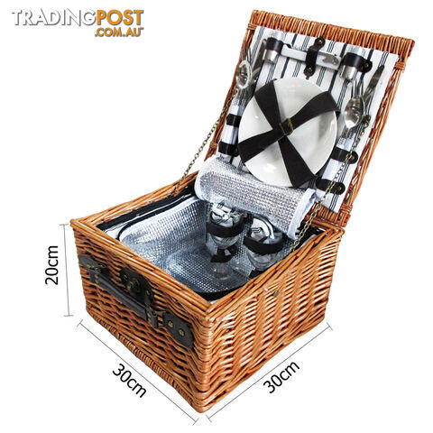 2 Person Picnic Basket Set w/ Cooler Bag Blanket