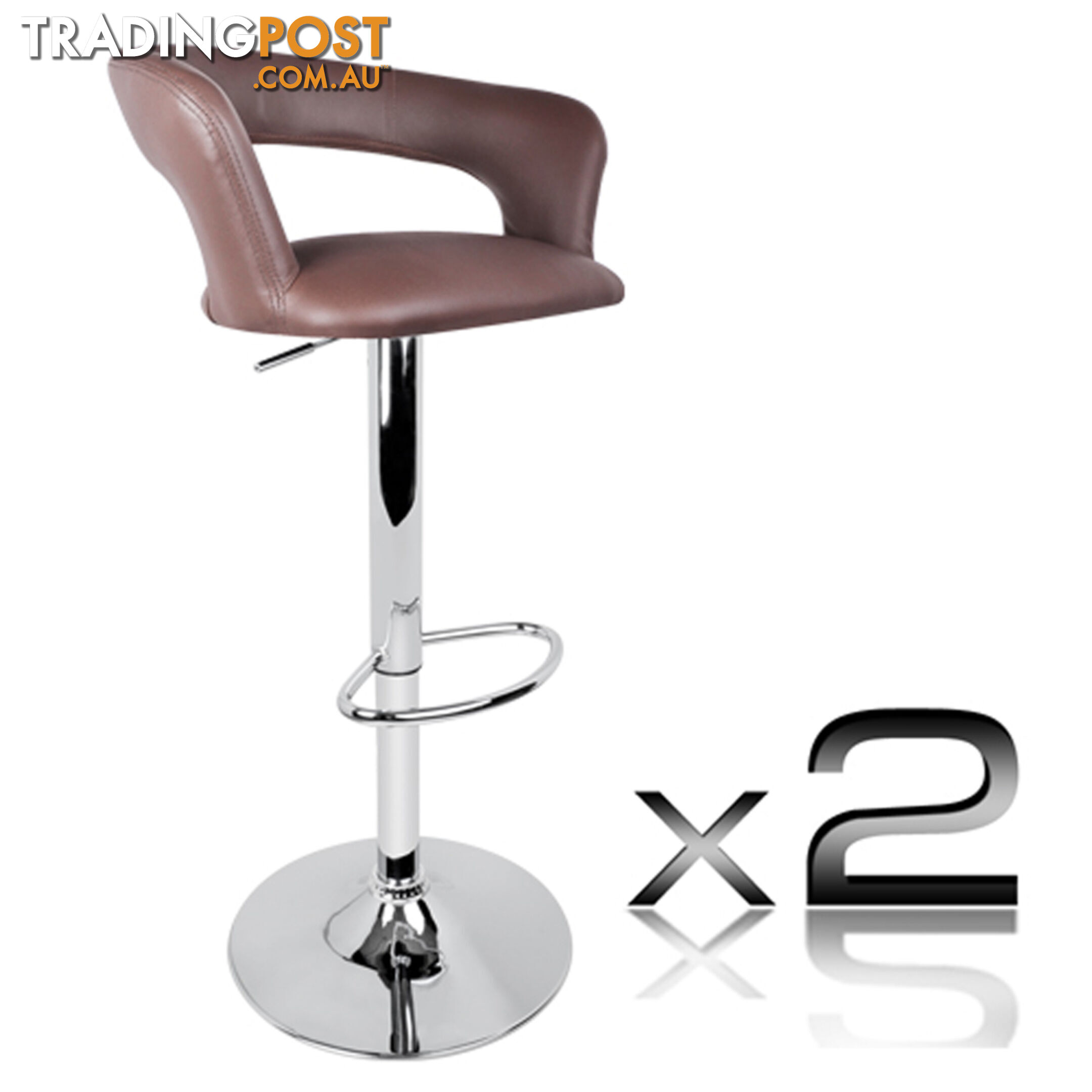 Set of 2 PU Leather Kitchen Bar Stool Chocolate