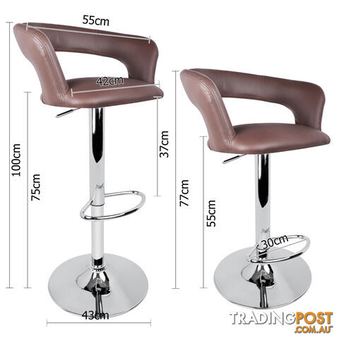 Set of 2 PU Leather Kitchen Bar Stool Chocolate