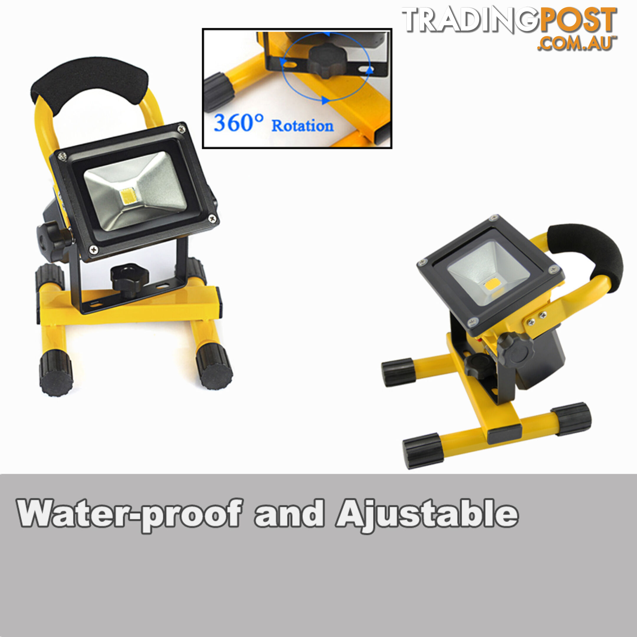 10W PORTABLE LED WORK LIGHT RECHARGEABLE FLOOD LIGHT LAMP CAMPING YELLOW