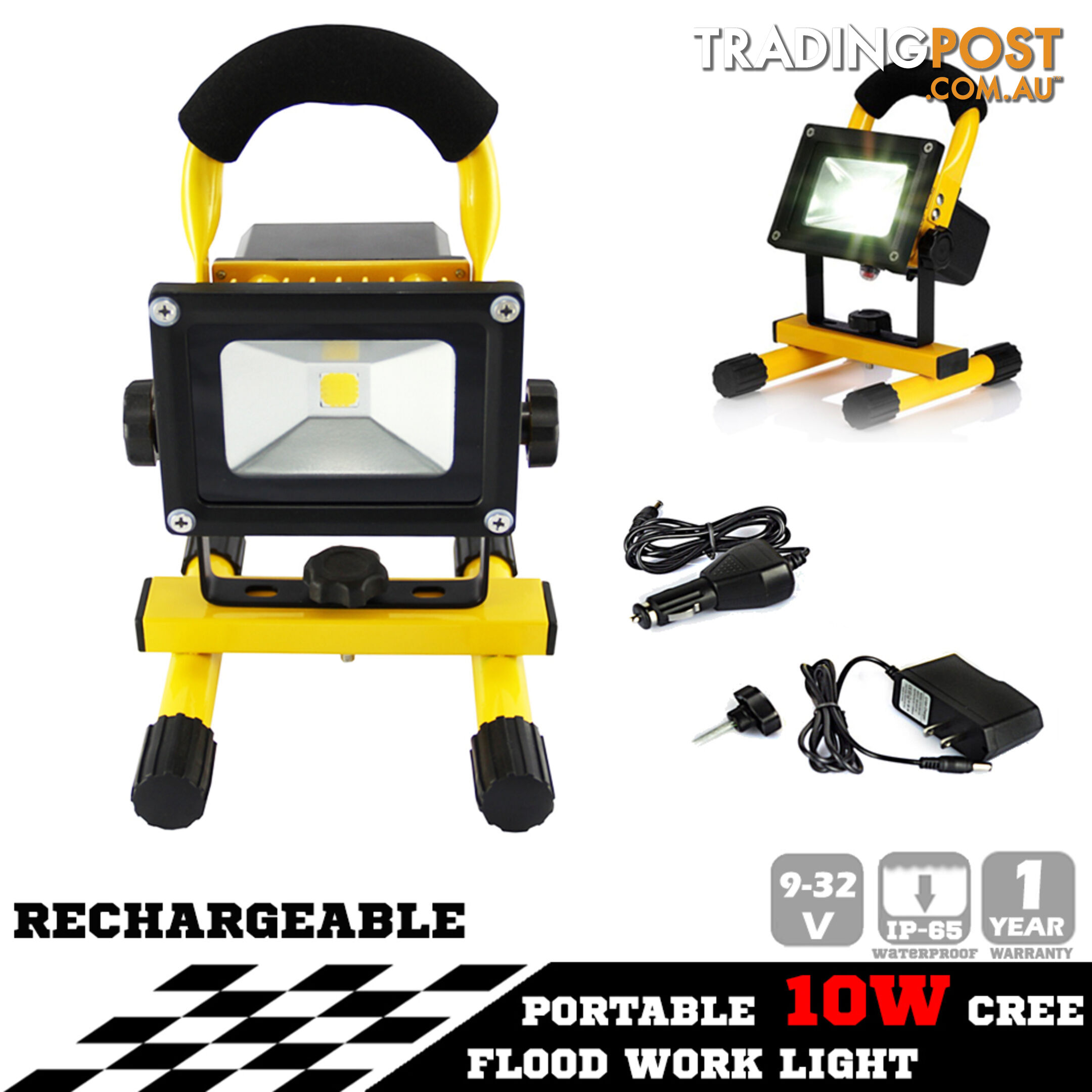 10W PORTABLE LED WORK LIGHT RECHARGEABLE FLOOD LIGHT LAMP CAMPING YELLOW