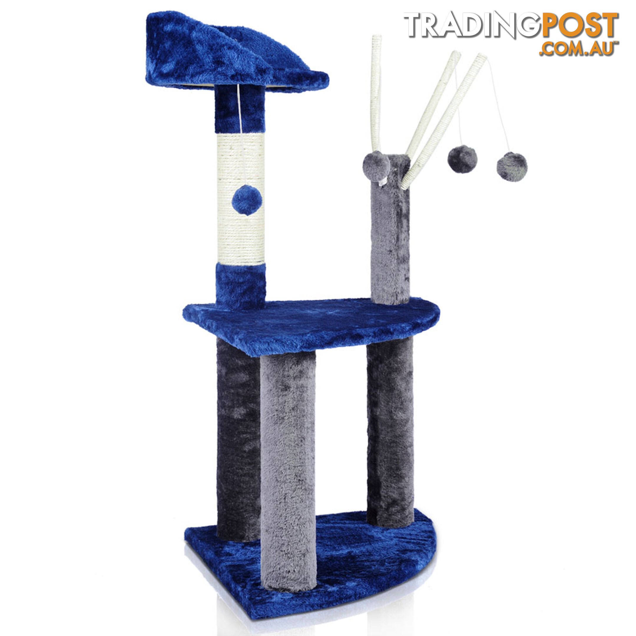 95cm Cat Post Furniture Tree Gym House Condo Kitten Scratching Poles Grey Blue