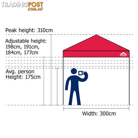 3X3 Pop Up Gazebo - Red