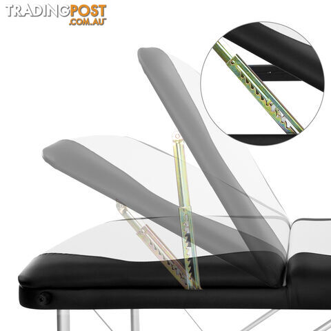 Portable Aluminium 3 Fold Massage Table Beauty Chair Bed Waxing Black White 75cm