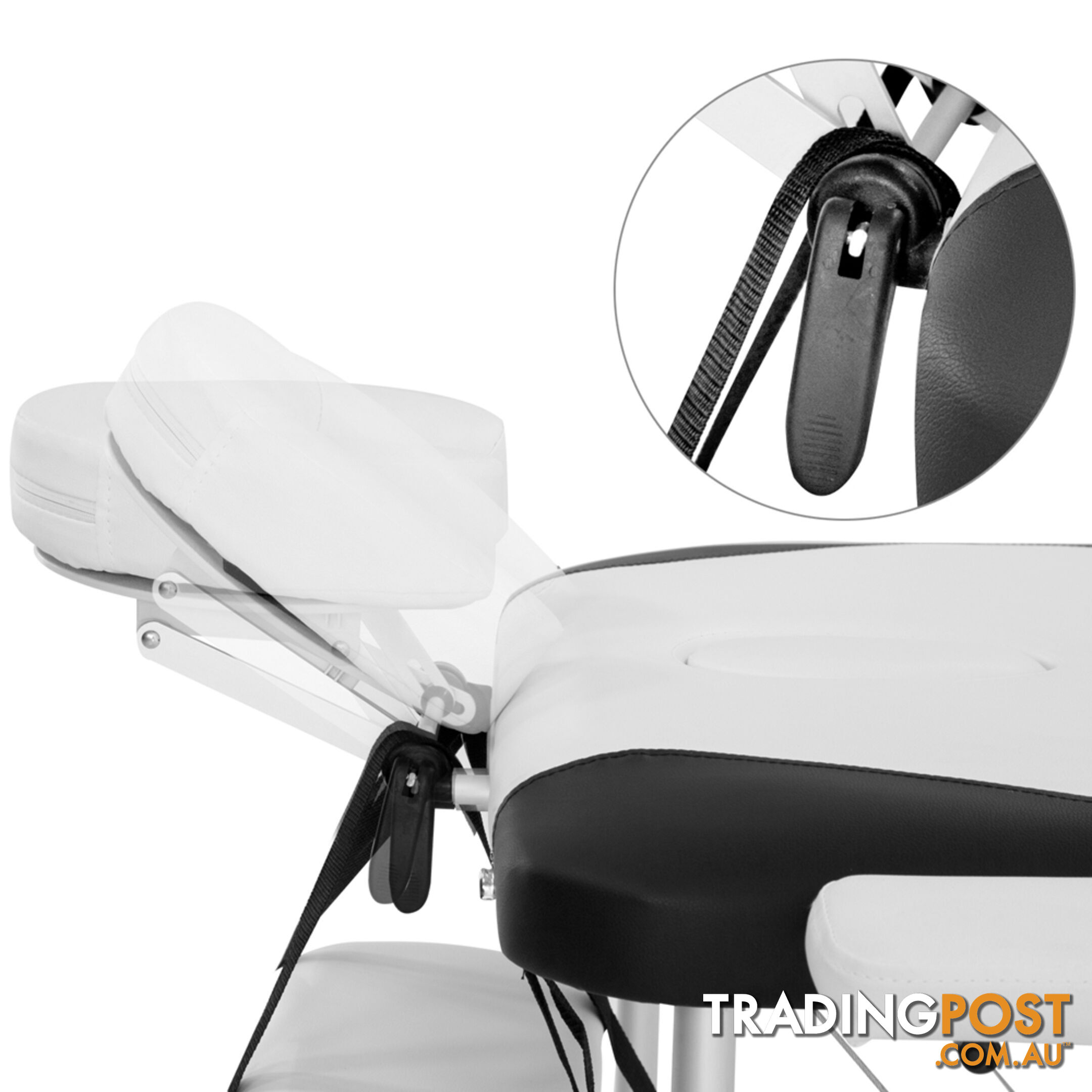 Portable Aluminium 3 Fold Massage Table Beauty Chair Bed Waxing Black White 75cm