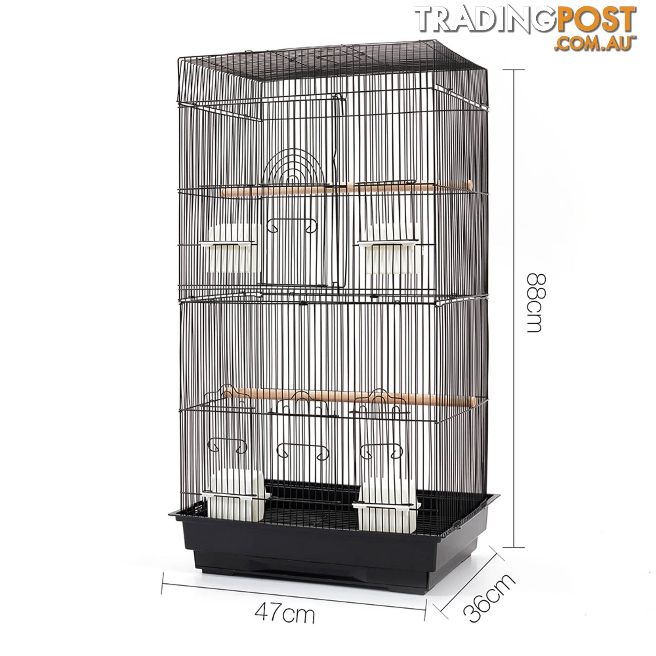 88cm Medium Bird Cage Parrot Budgie Canary Pet Carry Wrough Iron Aviary Black