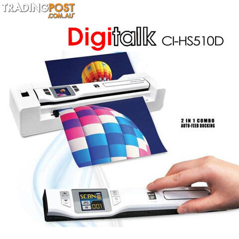 Digitalk 2-in-1 Combo Portable A4 1200DPI Photo & Document Scanner (CI-HS510D)