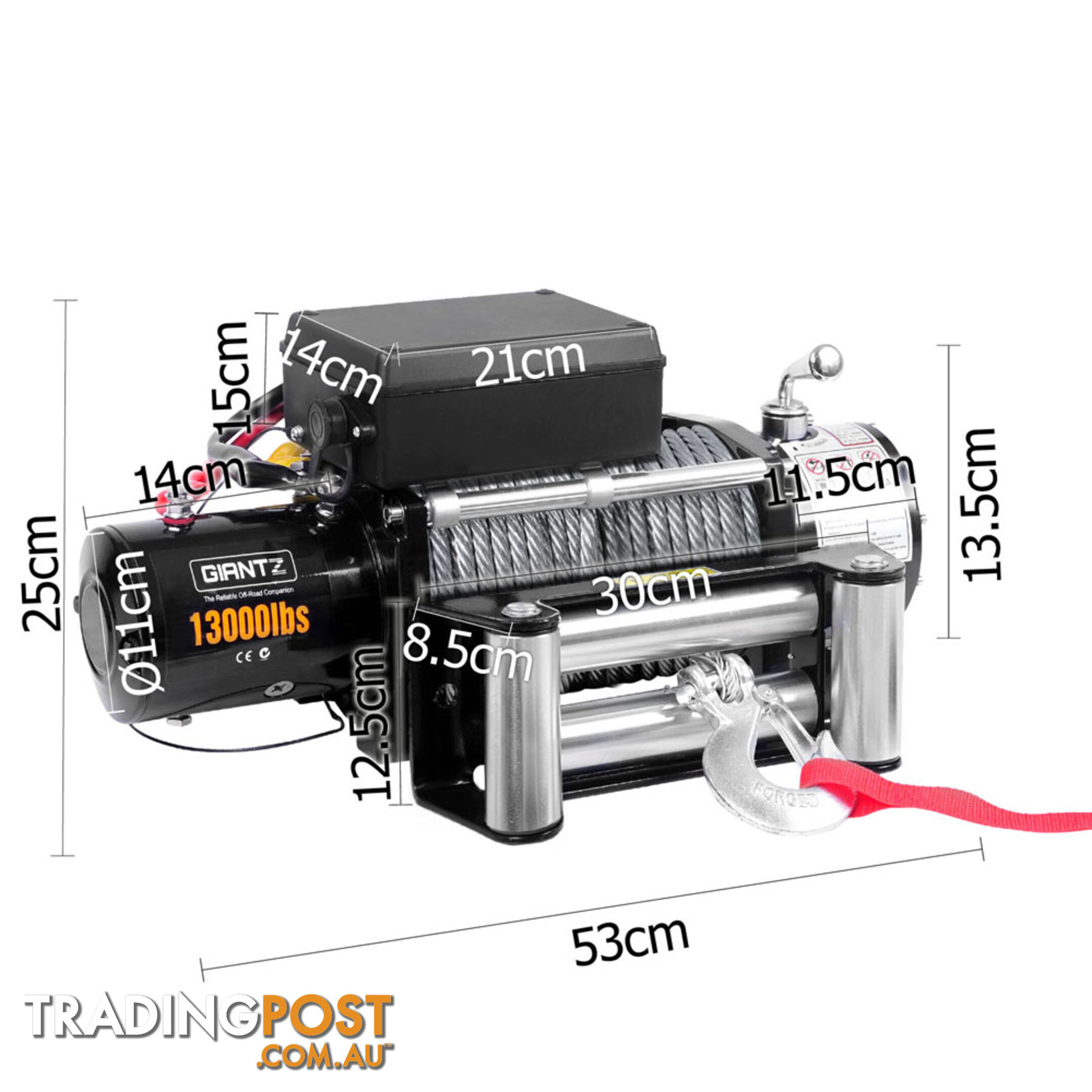 12V 13000 LBS Wireless Steel Cable Electric Winch