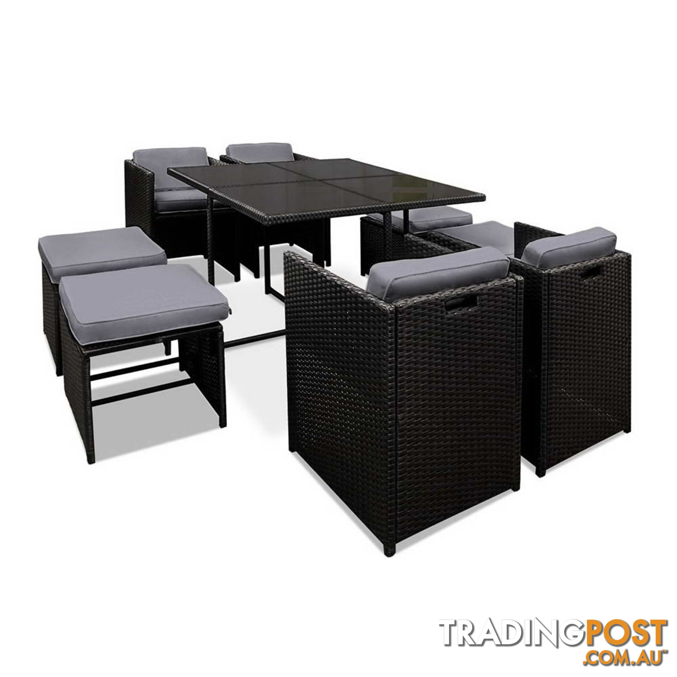 Hawaii Dining 9 Seater Set _ Black & Grey