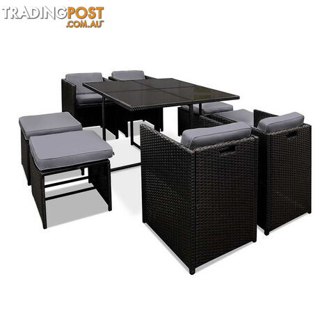 Hawaii Dining 9 Seater Set _ Black & Grey