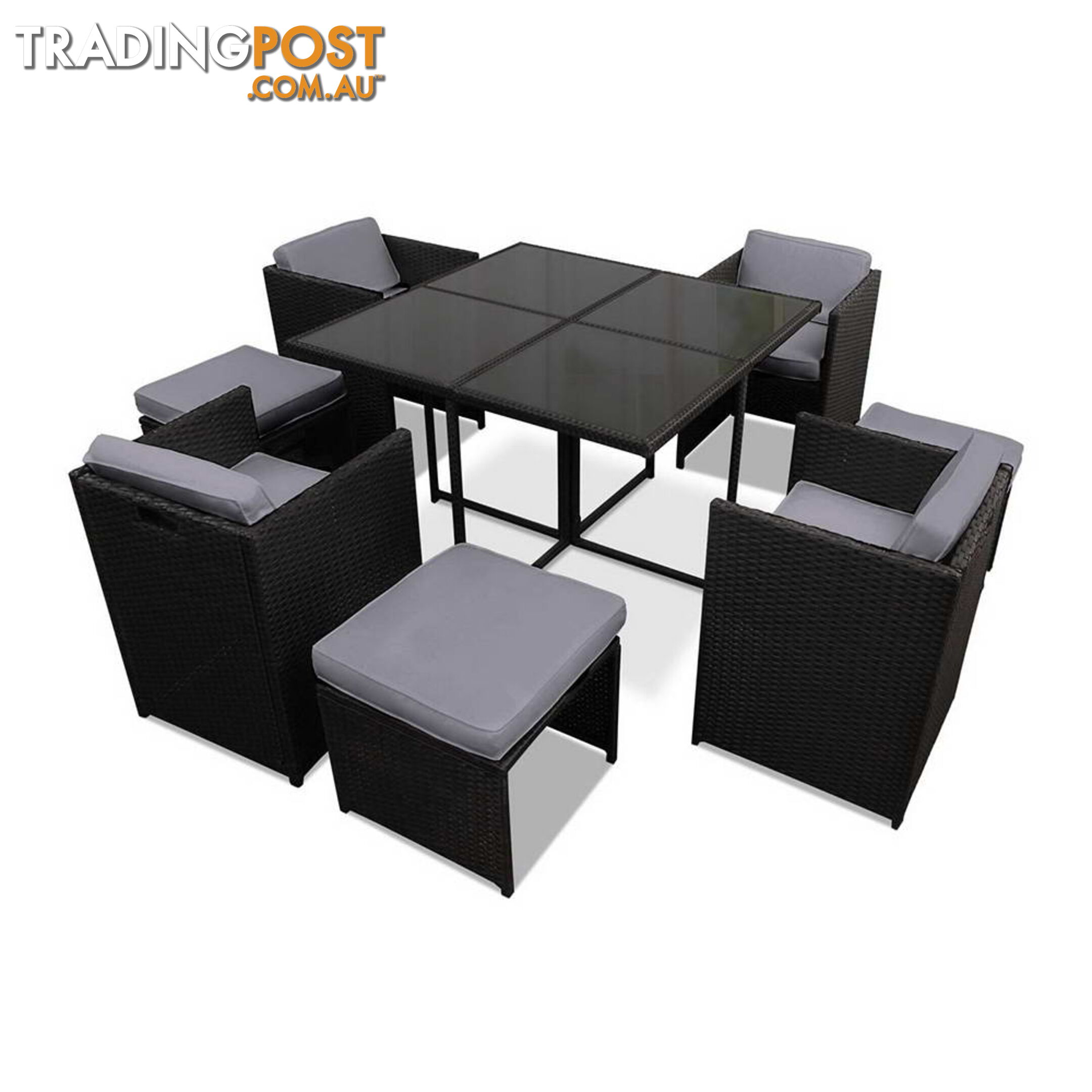 Hawaii Dining 9 Seater Set _ Black & Grey